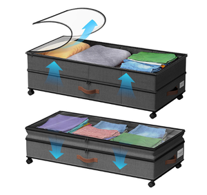 Extensible Square Under-Bed <b>Storage</b> Rollable Containers Clear Lid Foldable Bed Drawer 90L Capacity Fabric Shoe Organizer - Product Image 5
