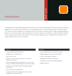 Puce LED SMD 3030 Bridgelux BXEM-30G-12H-6C 90CRI 121LM 3000k Blanc Chaud 0.9W 6.1V Dimmable Angle de Vision 120° - Product Image 2