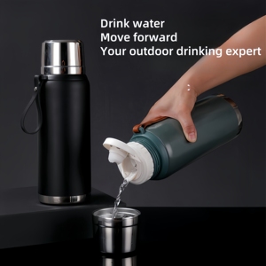 Bouteille d'eau isolée sous vide en acier inoxydable à double paroi de 64oz Flacon de sport personnalisé Corde portable avec logo disponible Grande petite - Product Image 6