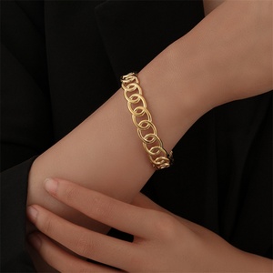 Fashion Dainty Minimalist Jewelry Tarnish Free Stainless Steel Hollow Link Chain <b>Cuff</b> Bangle <b>Bracelet</b> - Product Image 4