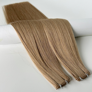 Cabello humano europeo cutícula intacta Remy Super doble dibujado cálido luz <span class=keywords><strong>Castaño</strong></span> marrón genio trama extensiones humanas 50g trama - Product Image 1