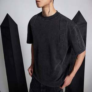 Ropa de calle personalizada para hombre, camiseta de diseñador en relieve 100% algodón tejido con estampado digital - Product Image 5