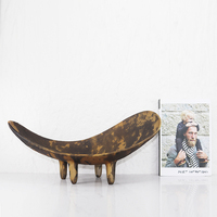 Plateau rectangulaire en métal texturé effet vieilli, couleur unie, avec pieds trépieds, accessoire de bureau décoratif de luxe, plat de rangement