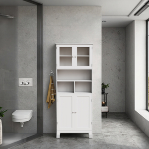 ארון רחצה Mdf חדר אמבטיה לבן מודרני המארגן קיבולת גדולה תאים מרובים מודרני - Product Image 3