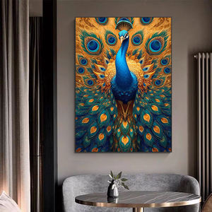 Dipinto a Olio in Stile Moderno con Pavone per <span class=keywords><strong>Soggiorno</strong></span>, Decorazione da Parete, <span class=keywords><strong>Design</strong></span> Artistico su Tela, Grande Formato - Product Image 1