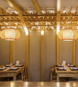 Lanterne suspendue en bambou naturel, lampe en rotin faite à la main - Product Image 5