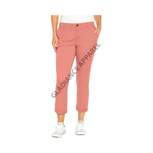 กางเกงผ้าฝ้ายทอลายทแยงเอวสูงเข้ารูปสำหรับผู้หญิงไซส์ใหญ่พิเศษระบายอากาศได้ลำลองยืดได้ - Product Image 1