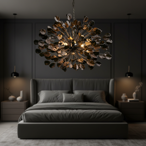 Lámpara Colgante de Lujo Lunaria para Sala de Estar y Dormitorio, Iluminación Floral, Cerámica Negra, Diseño Moderno, Hierro, AC, Lámpara Colgante Central - Product Image 4