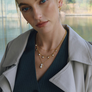 สร้อยคอรูปหัวใจประดับเพชรซิคอน 18K สแตนเลสสตีลสำหรับผู้หญิง สวมใส่ได้ทุกวัน แบบฝังกรงเล็บ - Product Image 3