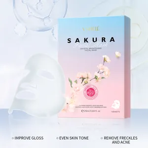 Paquete de 10 extractos de Sakura, máscara facial iluminadora, colágeno para hidratar, minimizar líneas finas