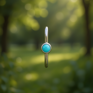 Orecchini a perno in oro bianco con turchese, montatura a castone, gioielli classici unisex alla moda in lega - Product Image 2