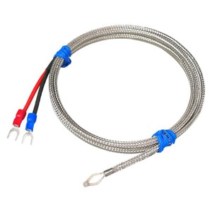 Patch à film mince de type K pour haute température avec thermocouple de surface, jonctions à souder et fibre céramique filetée haute température - Product Image 1
