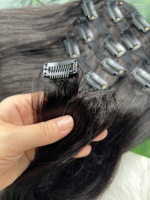 Extensions de cheveux humains à clipser, vierges, 100% naturelles, grade 12A, Cabello Humano Vietnamita, Lisse Yaki Léger, pour la couture