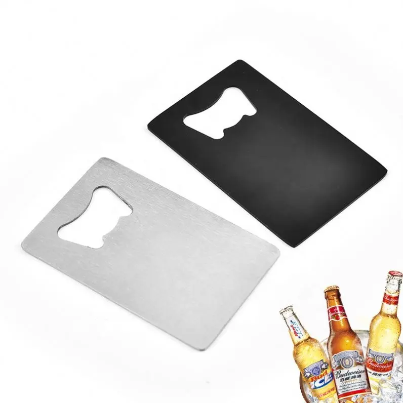 Kişiselleştirilmiş paslanmaz çelik şişe açacağı kart şekli bira şişe açacağı Bar aracı çok amaçlı kredi kartı bira açacağı