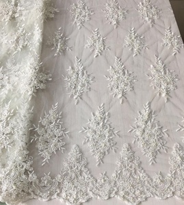 Tissu en dentelle perlée de haute qualité pour mariée, tissé 100% polyester, tissu lourd, broderie de cordon, <span class=keywords><strong>tulle</strong></span> pour sacs et chaussures de mariage - Product Image 2