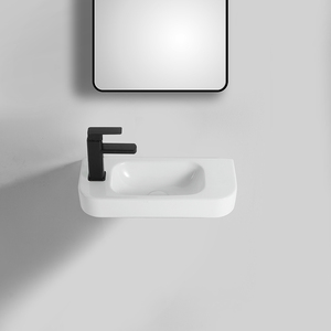 Lavabo de baño de mano <span class=keywords><strong>suspendido</strong></span> <span class=keywords><strong>pequeño</strong></span> para apartamento, lavabo de baño de cerámica colgado en la pared moderno - Product Image 5