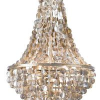 Lustre suspendu LED multi-niveaux en coquillages Capiz, cadre en acier, style luxe côtier, pour salon, salle à manger, maison de plage