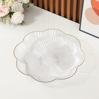 Traditionnel or Patten Transparent Table ronde décor plateaux fête décorer en plastique plateaux de service clair chargeur plaque
