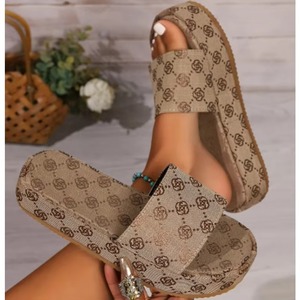 Nouvelles mules d'été tendance à plateforme, légères, antidérapantes, rehaussantes, imprimées, avec talon, en caoutchouc PU, pour femme - Product Image 2