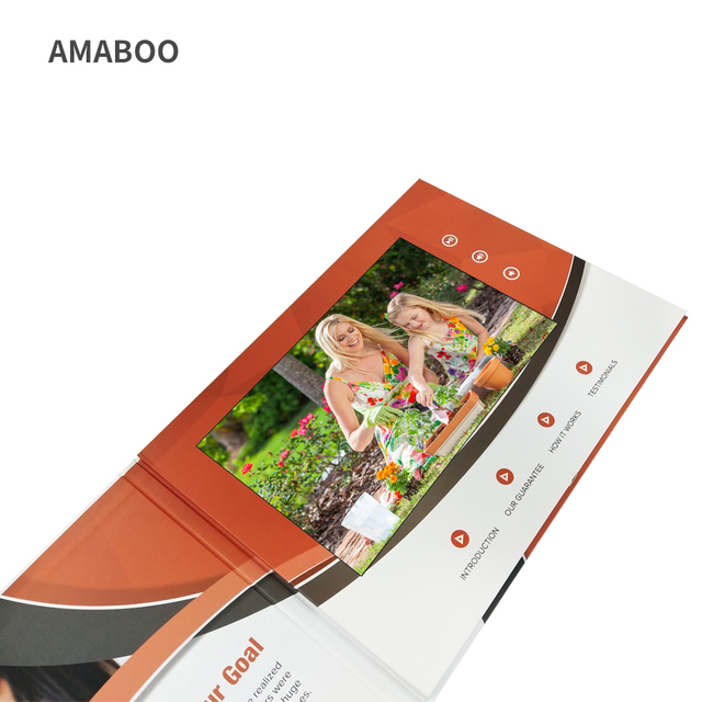 COTE Handmade Popular Hardcover 1GB 7 Inch LCD Video Brochure Digital Video Display Video Card