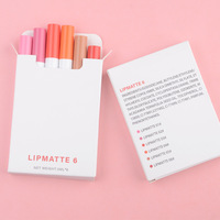 Tubes de rouge à lèvres étanches, longue durée pour la vie, gloss, Cigarette, cristal mat, ensemble, 6 pièces, étiquette privée