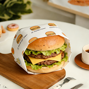 Emballage en papier ciré alimentaire imprimé sur mesure, résistant à l'huile, pour gâteaux, pizzas, en-cas, charcuterie, pain, sandwichs, hamburgers - Product Image 1