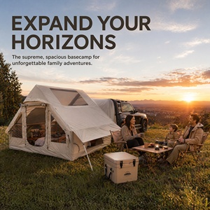 Carpa Inflable Trasera <span class=keywords><strong>para</strong></span> Auto con Bomba Manual, Carpa Glamping Inflable <span class=keywords><strong>para</strong></span> <span class=keywords><strong>4</strong></span> Personas, Conectable a la Cabina <span class=keywords><strong>de</strong></span> SUV, con Ventana - Product Image 6