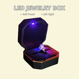 New Design Trend Rectangle Shape Leather Led Light Jewelry Packaging <b>Box</b> for Bracelets <b>Earrings</b> Necklaces Rings - Product Image 2
