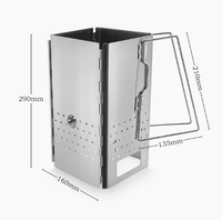 Allume-charbon pliable en acier inoxydable KT avec sac de rangement – Portable, résistant à la chaleur, réglable et facile à utiliser pour cuisine extérieure