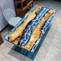 Gmart, prix imbattable, mobilier de salon, table en bois avec comptoir en époxy, banc en bois, table de surf avec chaise, 6x4, peinture, dalle, rivière, décoration