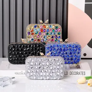 Fábrica venda direta graça luxo não ser fácil danificar sacos de cristal com fronteira com diamantes noite sacos mulheres bolsas senhoras