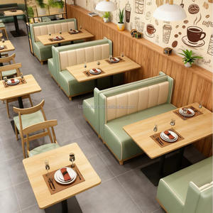 Fast Food Booth Benches Sofa square Coffee Shop Wood Cafe Commercial <b>Restaurant</b> Furniture Table and Chair Booth Seating <b>Set</b> - Product Image 4