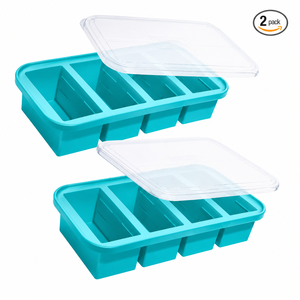 Bac de congélation en silicone avec couvercle pour préparation de repas, contrôle des portions, récipient de stockage alimentaire sans BPA, style Souper Cube, conteneur de congélation OEM - Product Image 1