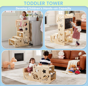 Meilleure vente tour d'apprentissage en bois Montessori pliable pour enfants tour debout pour tout-petit pour salle de bain et comptoir de cuisine - Product Image 2