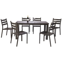 salle à manger 7 pièces noir moderne pour restaurant de jardin Table en aluminium pour patio extérieur et chaises 6 places