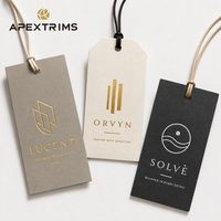 Étiquettes suspendues personnalisées APEX avec logo de marque, marquage à chaud, conception d'usine OEM ODM pour vêtements