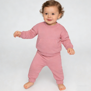 סט בגדי תינוקות איכותי לילדים, שני חלקים, סט טרנינג חלק לבנים, סיטונאי, סט קפוצ'ונים לילדים, סט ריצה לתינוקות - Product Image 2