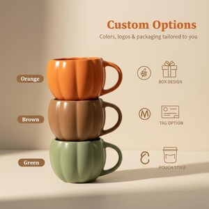 Tazas de café de cerámica de 10 oz con diseño de calabaza de Halloween, redondas con relieve y diseño creativo, ideales para viajes y recuerdos. ¡Venta caliente! - Product Image 2