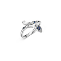 Bague Serpent Plaqué Or Zodiaque Femme en Argent Sterling 925 Réglable Longue Ouverte avec Zircon Cubique et Émeraude Bijoux