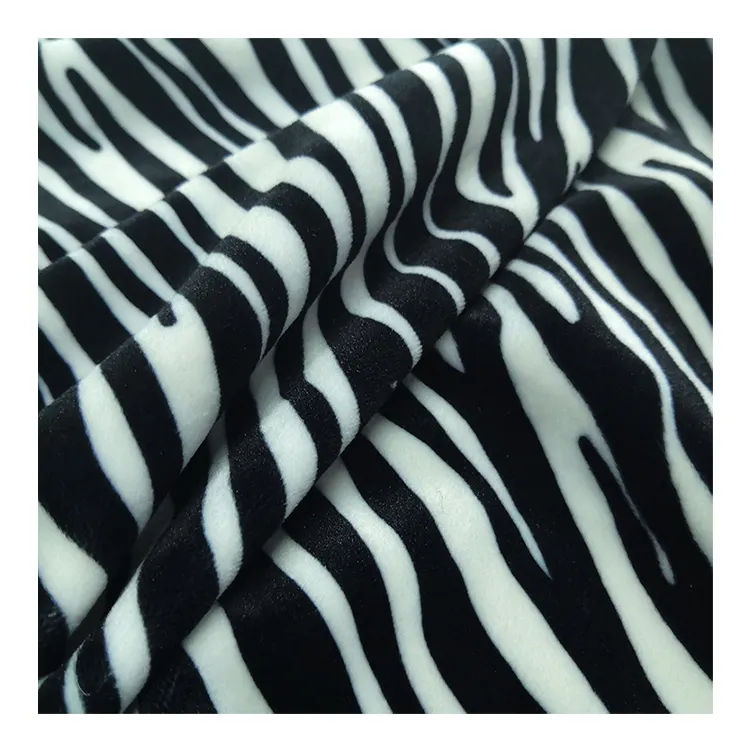 Stripe sofa plush comfortable tactility zebra print polyester spandex velvet fabric for cushion cover