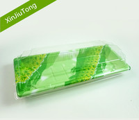 Conteneur de Sushi doré jetable, boîte en plastique rectangulaire pour emballage et à emporter avec couvercle transparent 50 pièces