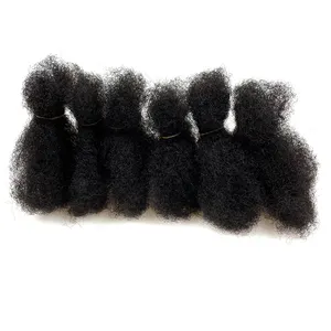 Rambut Remy Brazilian 1 Bundel 40 G/pc Rambut Kepang Warna Alami Rambut Manusia Keriting Afro Massal untuk Mengepang