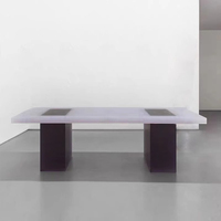 Table à manger moderne en acrylique givré, grande table basse rectangulaire rose mat, style minimaliste pour salon et maison