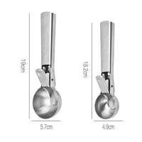 Cuillère à glace en métal de style basique personnalisé, cuillère à fruits, ustensile de cuisine domestique, cuillère à glace en acier inoxydable avec déclencheur