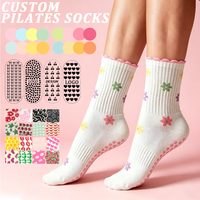 Chaussettes de yoga pour femmes en coton de qualité supérieure avec logo, antidérapantes, pour le ballet, le sport, le Pilates, la barre, athlétiques, imprimées de luxe, personnalisées
