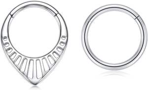 Lotus 16G Boucles d'oreilles Septum Daith en Acier Chirurgical 316L, Anneau Clicker 2 Pièces pour Nez, Tragus, Hélix, Rook, Bijoux de Piercing Cartilage - Product Image 5
