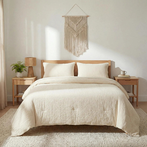Parure <span class=keywords><strong>de</strong></span> <span class=keywords><strong>couette</strong></span> <span class=keywords><strong>vintage</strong></span> en mousseline biologique douce, personnalisée, double couche, en gaze, pour adulte, très grande taille - Product Image 2