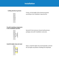 Diffuseur de lumière LED en aluminium pour bande LED 073, éclairage mural haut et bas, couleur blanche, canal LED en aluminium