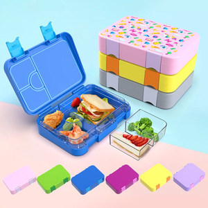 Boîte de rangement en plastique pour enfants, sans BPA, compatible micro-ondes, 6 compartiments, pour boîte à lunch bento - Product Image 4