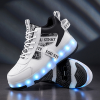 Nouveaux patins à roulettes imperméables pour filles et garçons avec semelle extérieure en TPR rechargeable et lumières LED à quatre roues